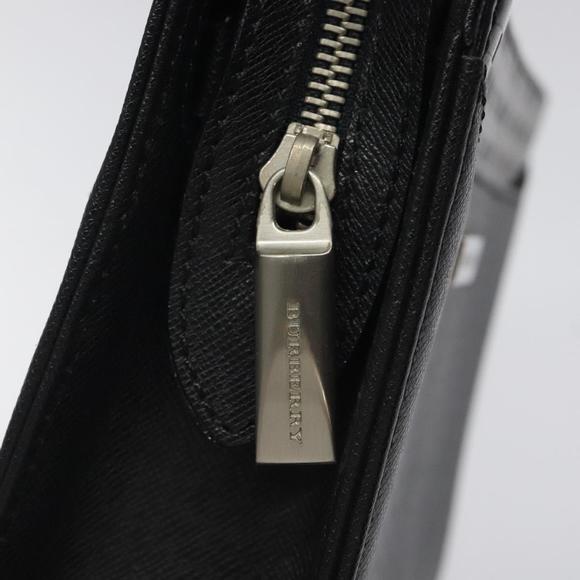 BURBERRY Clutch Bag Leather Black Silver Auth nb403 - Picture 8 of 16
